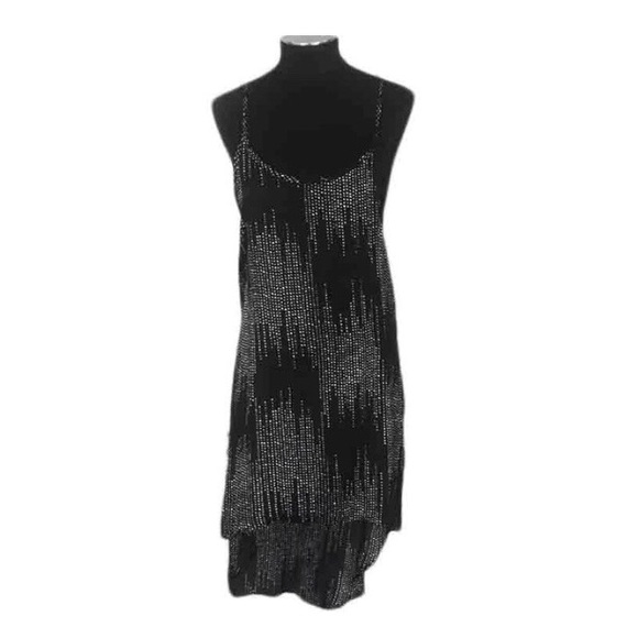 lola Dresses & Skirts - LOLA SLIP DRESS HIGH LOW HI LO BLACK WHITE SLEEK